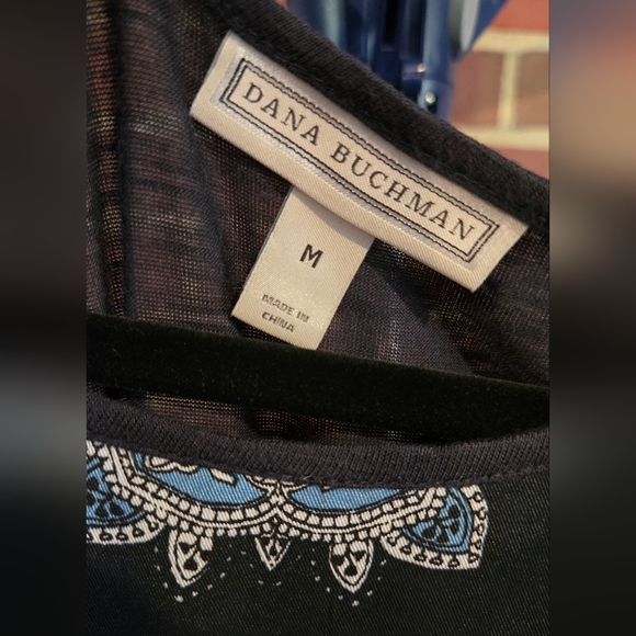 Dana Buchman Boho Chic Blue Mandala Medallion Tie Front Blouse Sz Medium - Picture 3 of 4